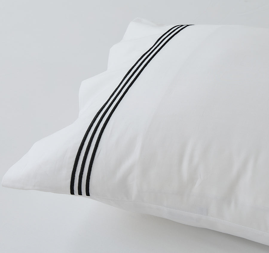 Signature 500TC Embroidered Egyptian Cotton Mega Sheet Set Range Pure White and Black