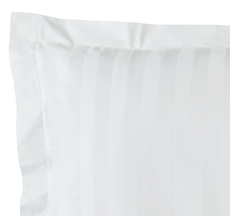 Signature 500TC Luxe Stripe Egyptian Cotton Tailored European Pillowcase Pure White