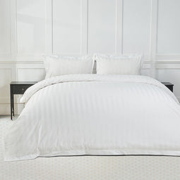 Signature 500TC Luxe Stripe Egyptian Cotton Quilt Cover Set Range Pure White