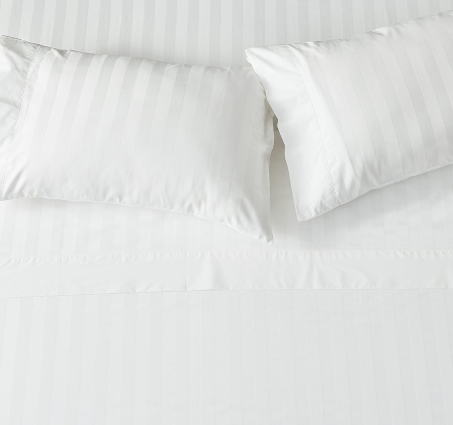 Signature 500TC Luxe Stripe Egyptian Cotton Mega Sheet Set Range Pure White