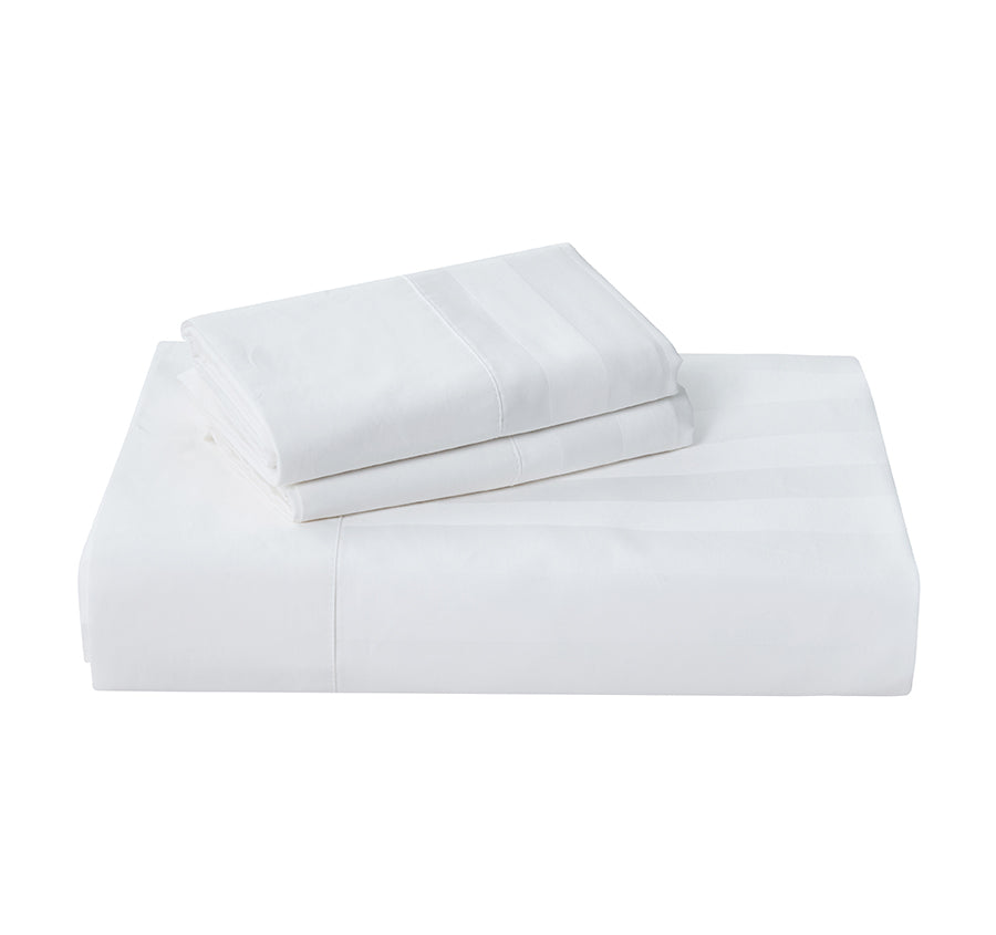 Signature 500TC Luxe Stripe Egyptian Cotton Mega Sheet Set Range Pure White