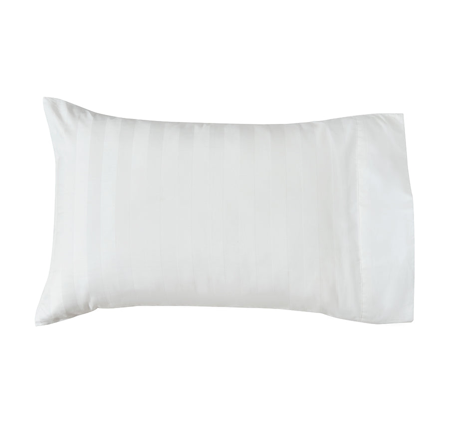 Signature 500TC Luxe Stripe Egyptian Cotton Standard Pillowcase Pair Pure White