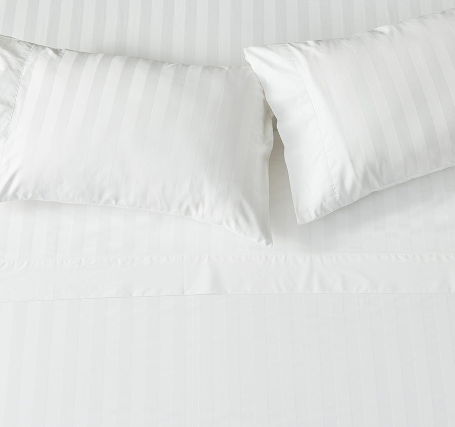 Signature 500TC Luxe Stripe Egyptian Cotton Standard Pillowcase Pair Pure White