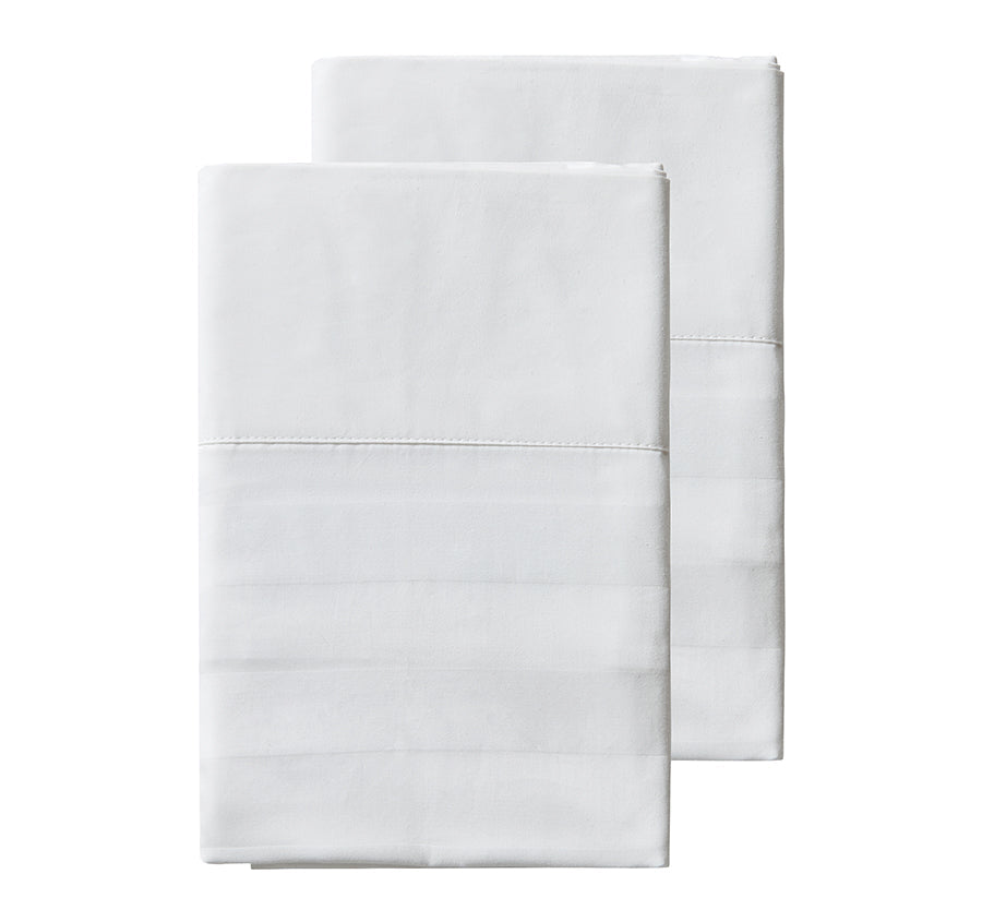 Signature 500TC Luxe Stripe Egyptian Cotton Standard Pillowcase Pair Pure White