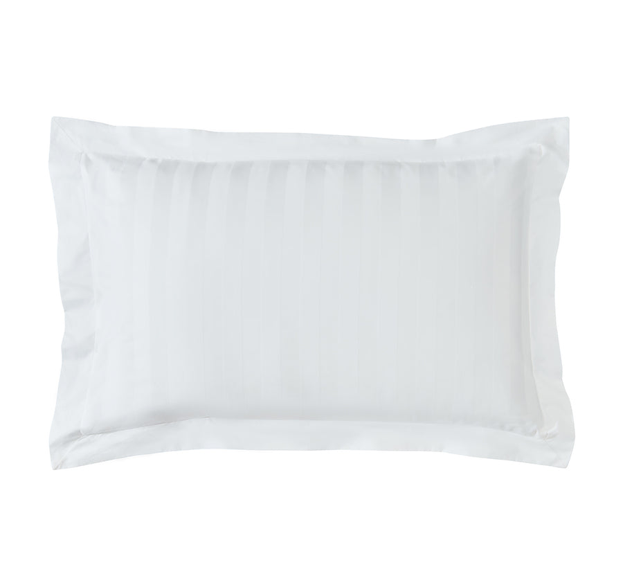 Signature 500TC Luxe Stripe Egyptian Cotton Tailored Standard Pillowcase Pair Pure White
