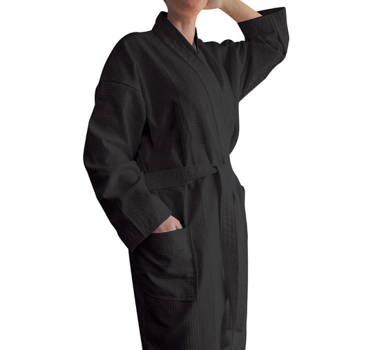 Waffle One Size Bathrobe Ebony