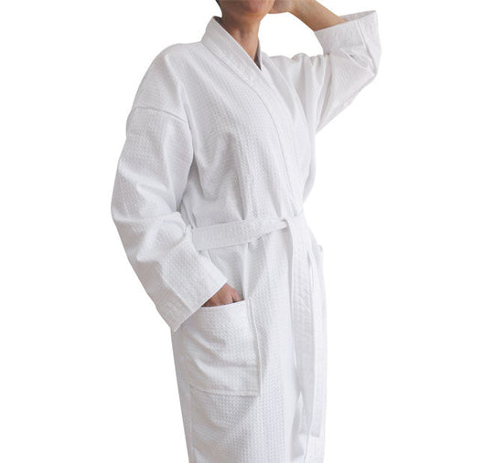 Waffle One Size Bathrobe White
