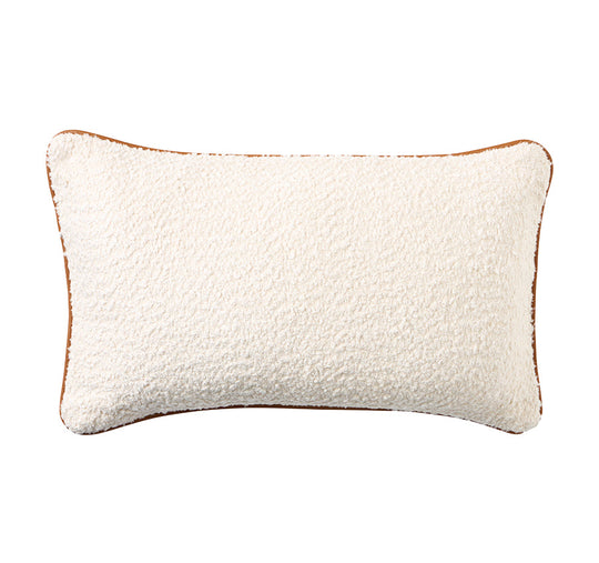 Boucle Leather 30x50cm Filled Cushion White