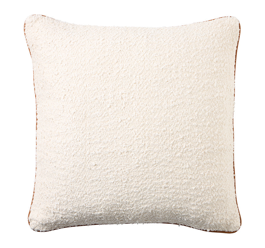 Boucle Leather 50x50cm Filled Cushion White