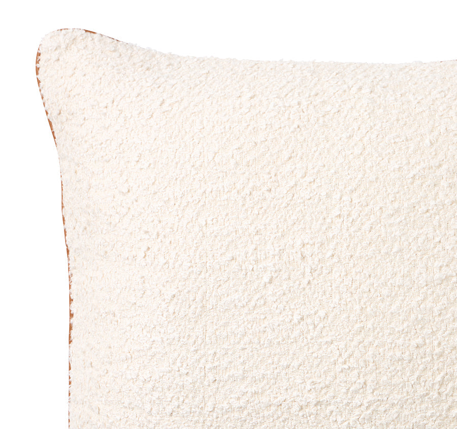 Boucle Leather 50x50cm Filled Cushion White