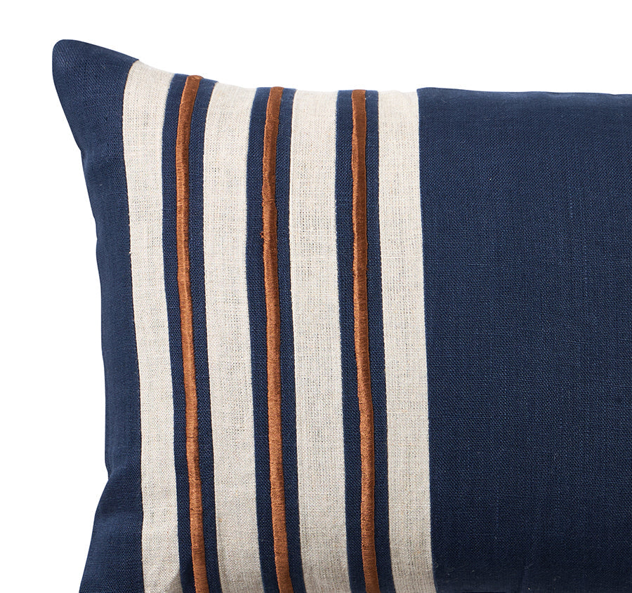 Linen Charleston 30x50cm Filled Cushion Navy