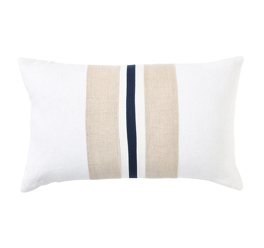 Linen Monaco Stripe 30x50cm Filled Cushion Navy