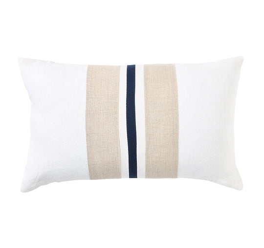 Linen Monaco Stripe 30x50cm Filled Cushion Navy