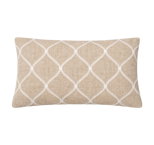 Linen Zahra Lattice 30x50cm Filled Cushion Sand
