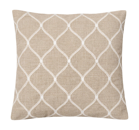 Linen Zahra Lattice 50x50cm Filled Cushion Sand