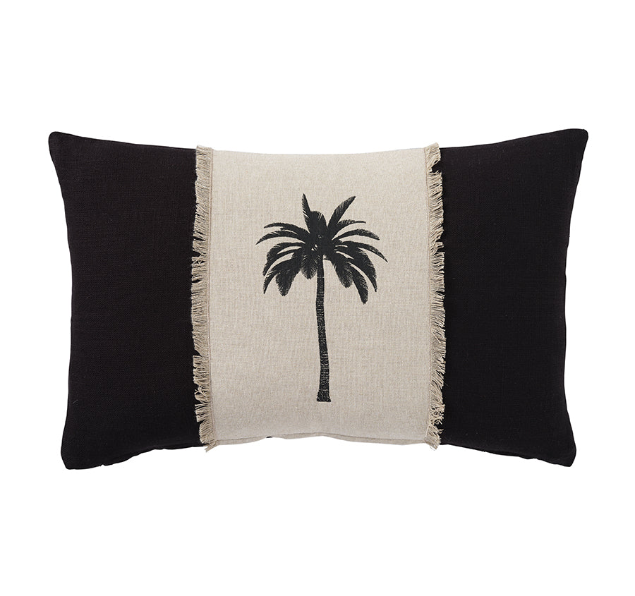 Montego Palm 30x50cm Filled Cushion Black