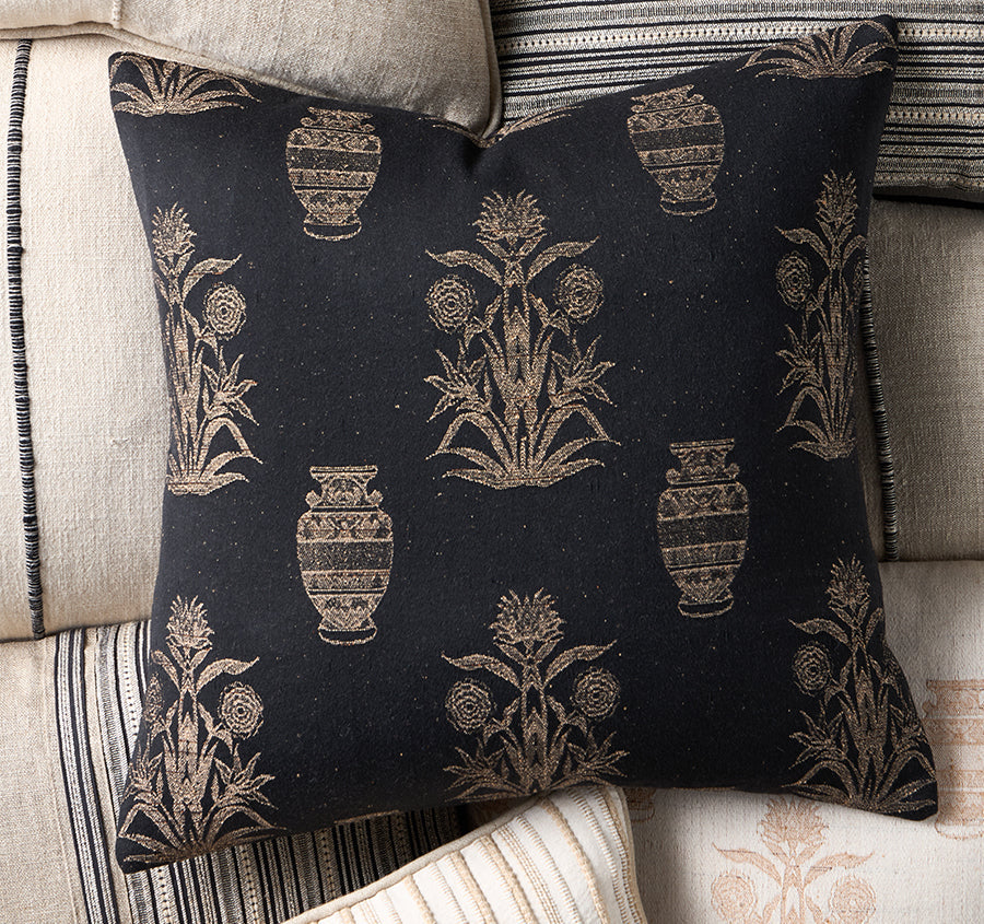 Olympia Palm 50x50cm Filled Cushion Black