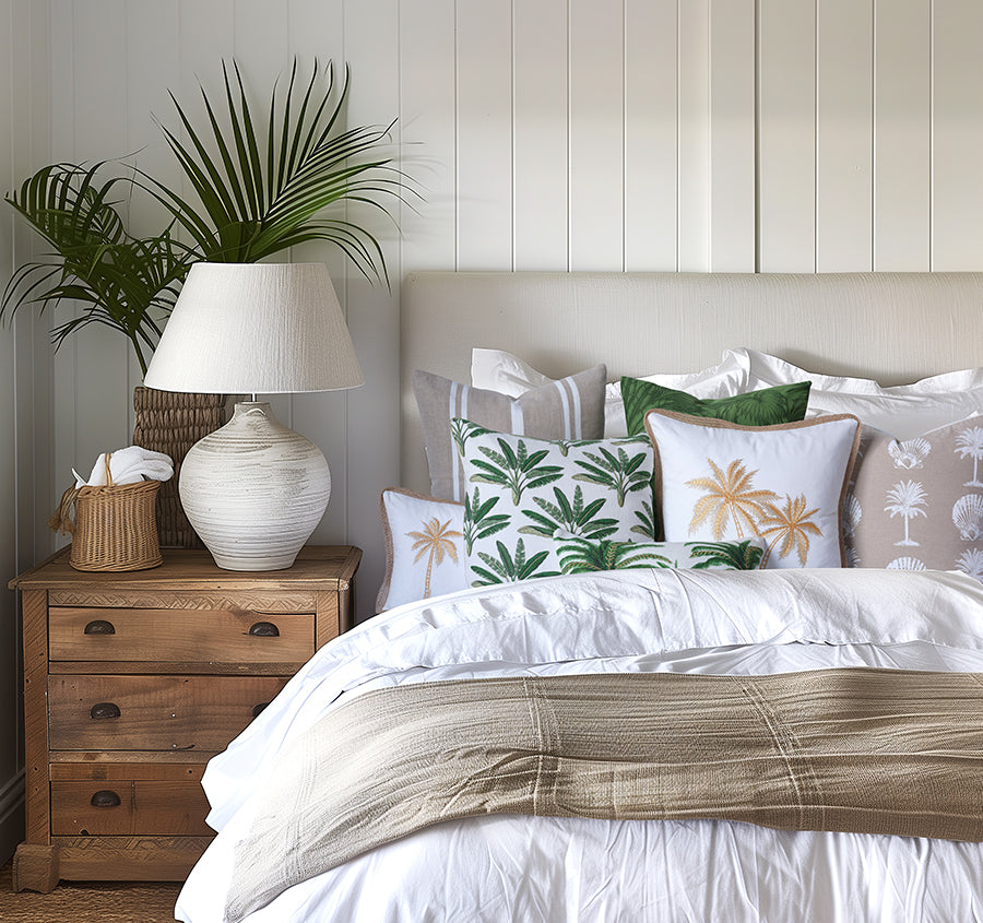 Royal Mirage Palms 50x50cm Filled Cushion White