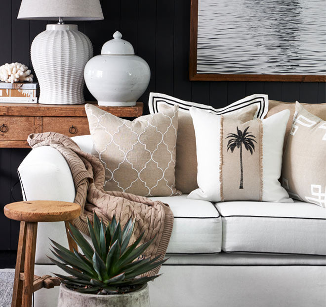 Havana Palm 50x50cm Filled Cushion White