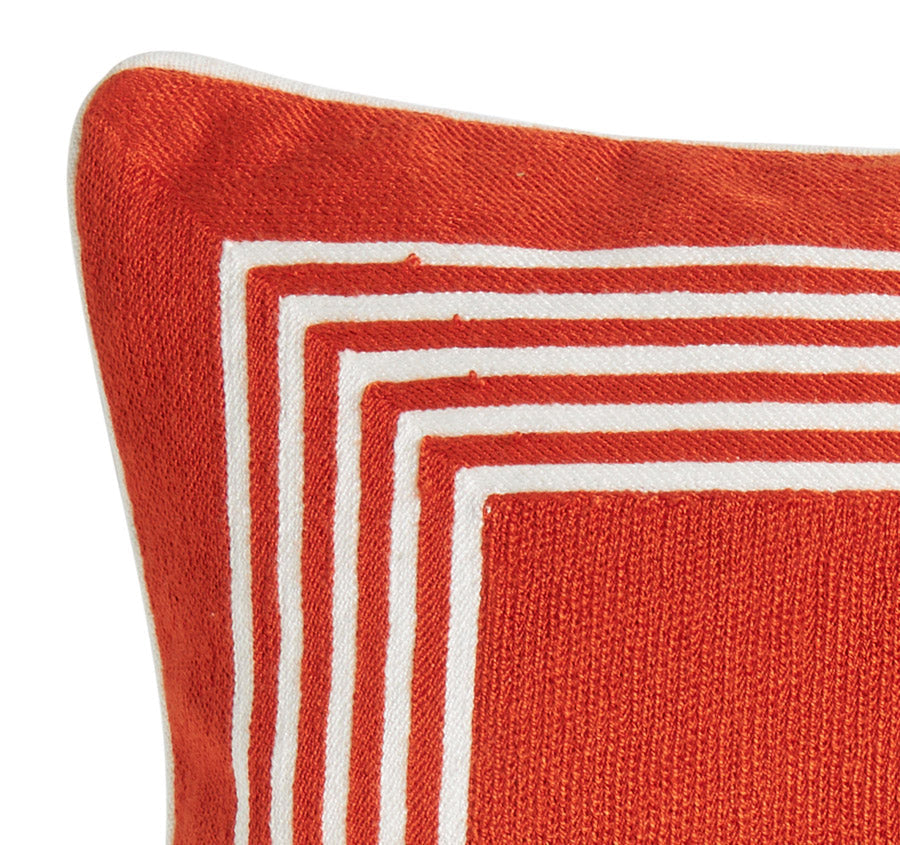 Caribbean Stripe Border 50x50cm Cushion Orange