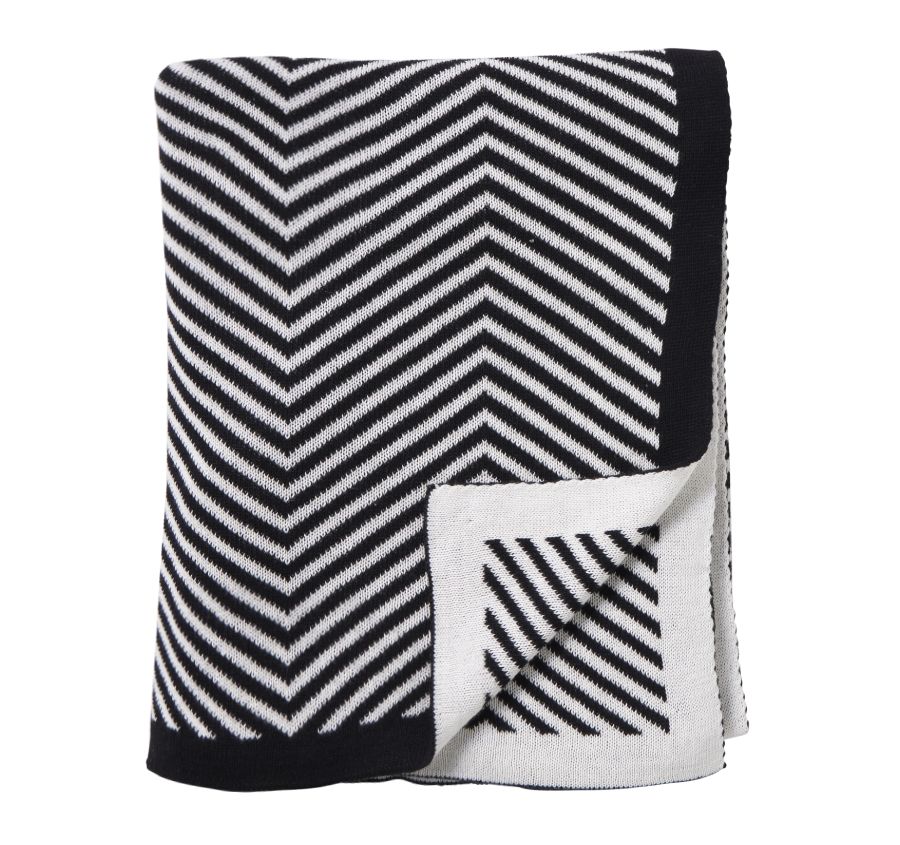Classic Heringbone 130x170cm Throw Black