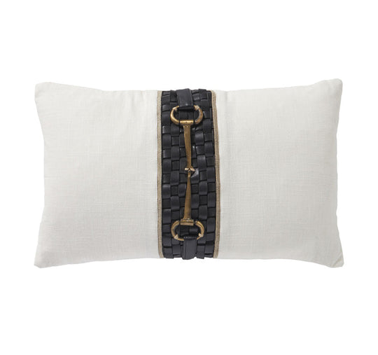 Equine Leather Luxe 30x50cm Cushion White