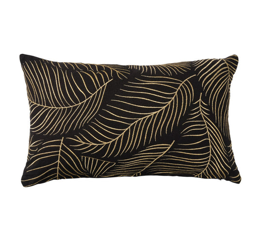 Golden Palms 30x50cm Filled Cushion Black