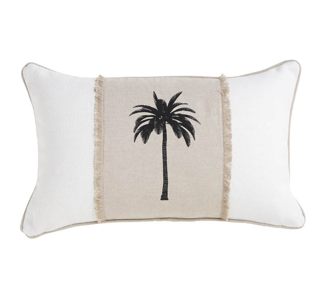 Havana Palm 30x50cm Filled Cushion White