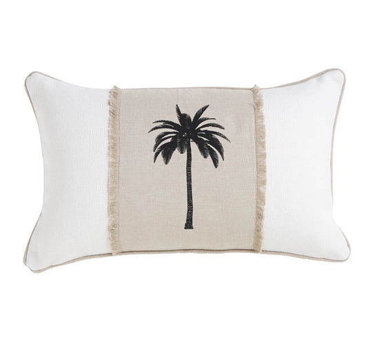 Havana Palm 30x50cm Filled Cushion White