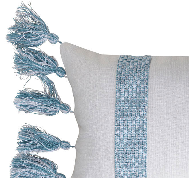 Jacquard Stripe 30x50cm Filled Cushion Sky Blue