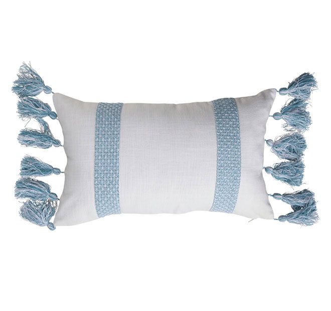 Jacquard Stripe 30x50cm Filled Cushion Sky Blue