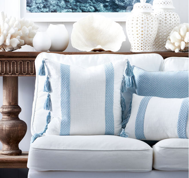 Jacquard Stripe 50x50cm Filled Cushion Sky Blue