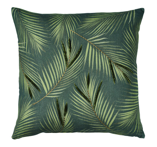 Leafy Palm 50x50cm Filled Cushion Green