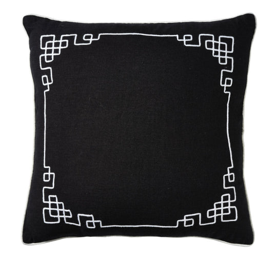 Linen Bedford 50x50cm Filled Cushion Black