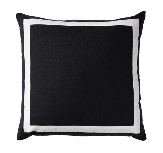 Linen Florence Border 50x50 Cushion Black