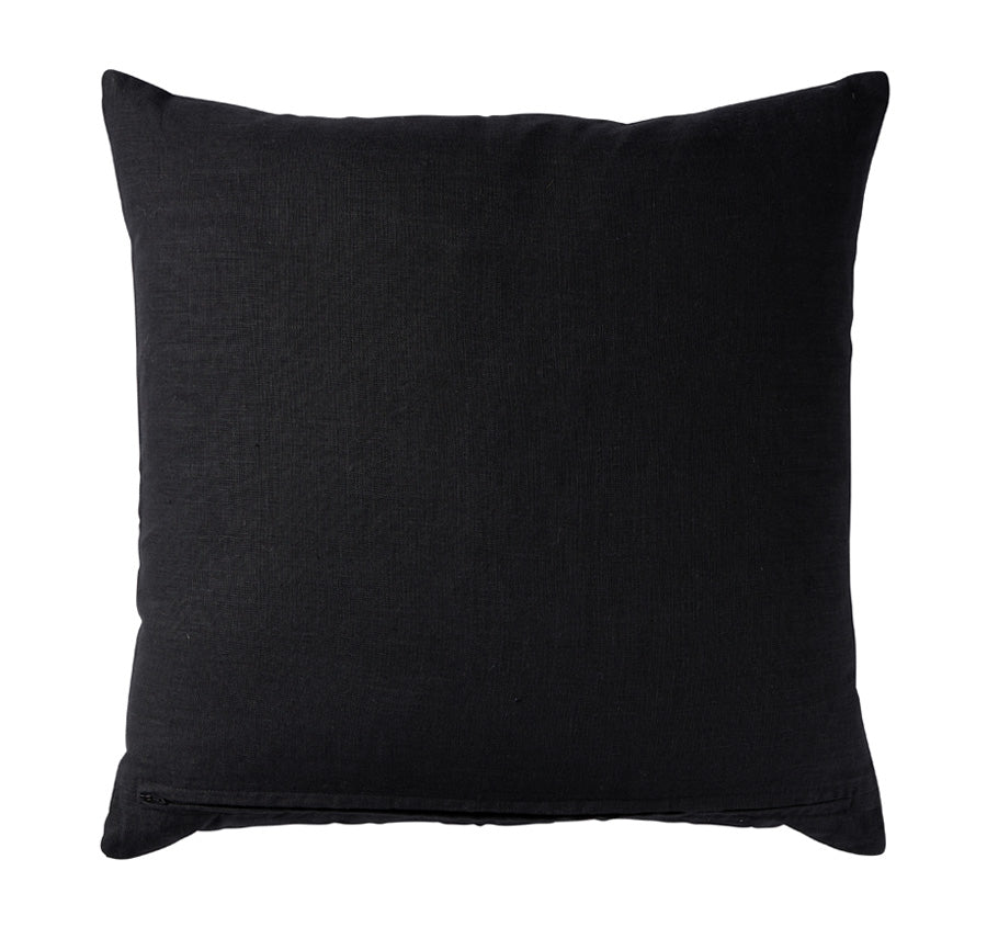 Linen Florence Border 50x50 Cushion Black