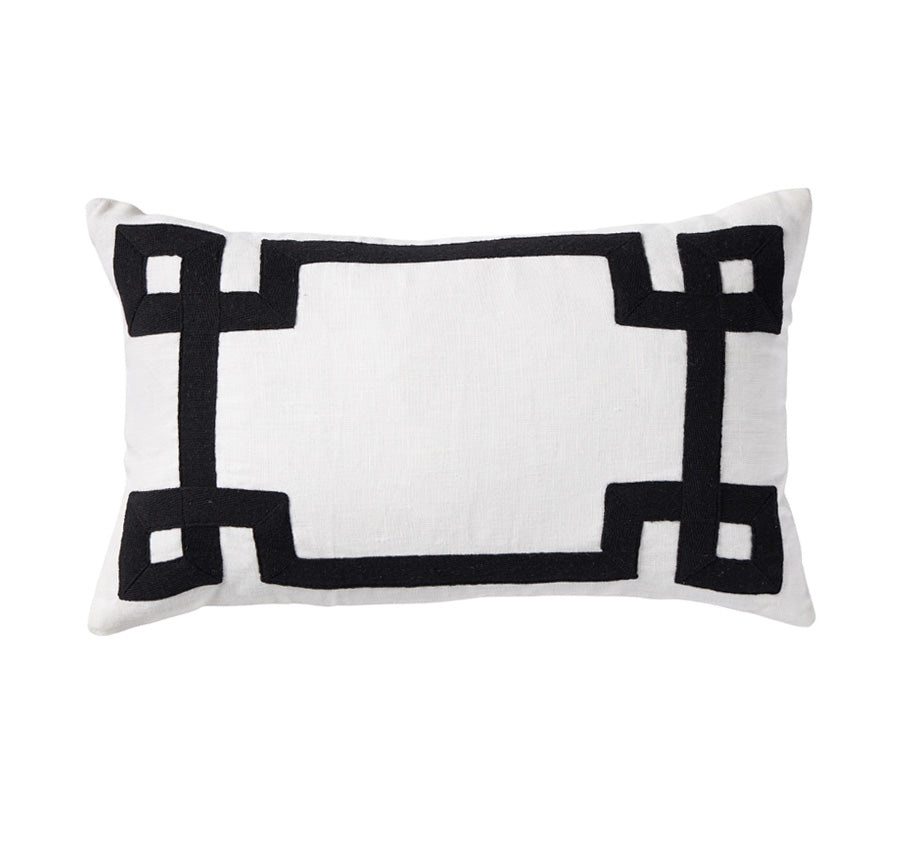 Linen Key 30x50cm Filled Cushion Black