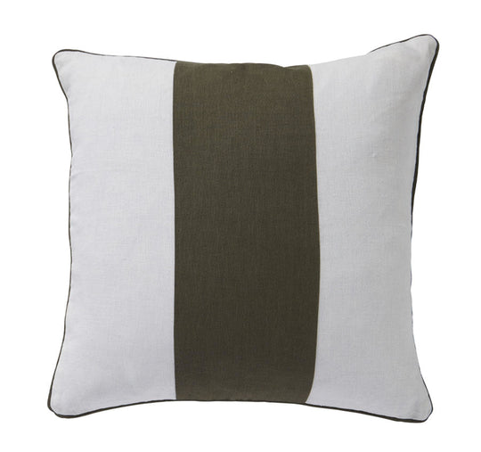 Linen Modena Stripe 50x50cm Cushion Olive