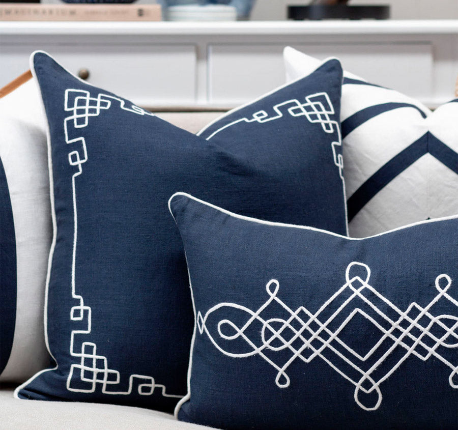 Linen Newport 50x50cm Filled Cushion Navy