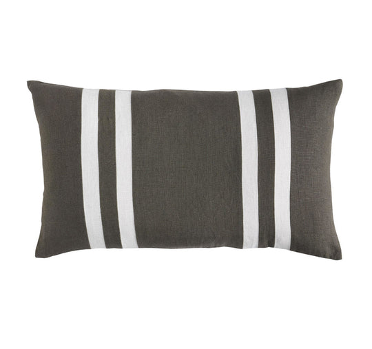 Linen Palma Stripes 35x60cm Filled Cushion Olive