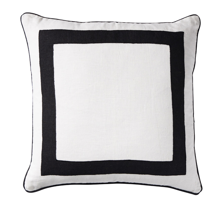 Linen Royal Border 50x50cm Filled Cushion Black