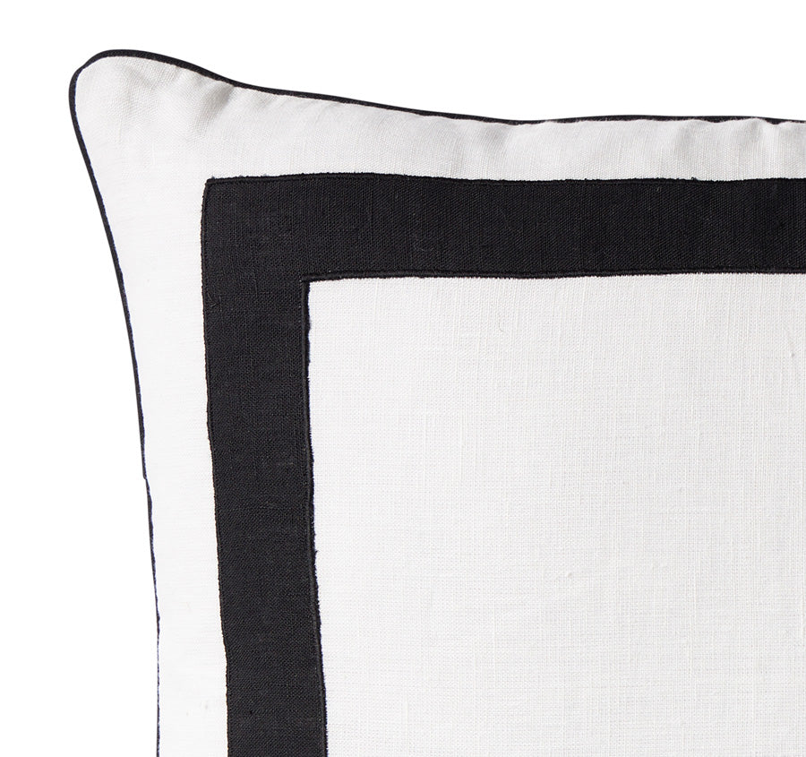 Linen Royal Border 50x50cm Filled Cushion Black