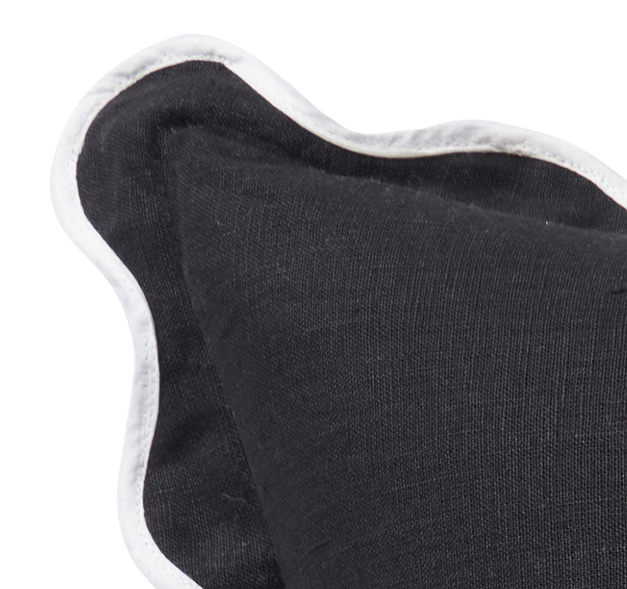 Linen Scallop 55x55cm Filled Cushion Black