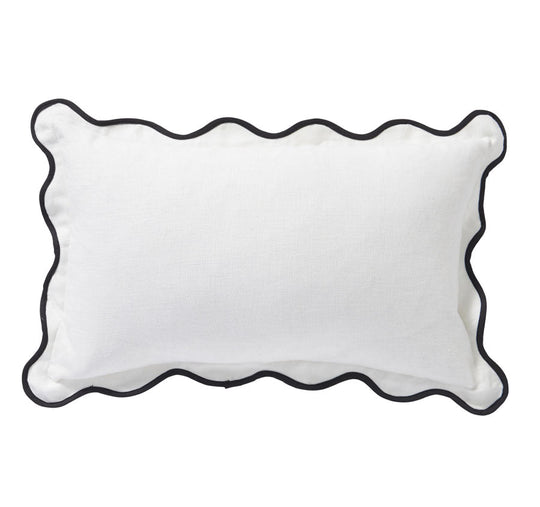 Linen Scallop Blanc 30x50cm Cushion White
