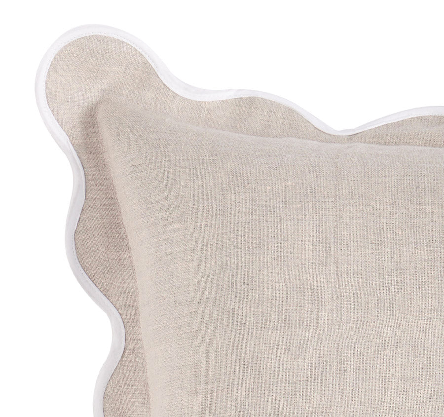 Linen Scallop 55x55cm Filled Cushion Sand