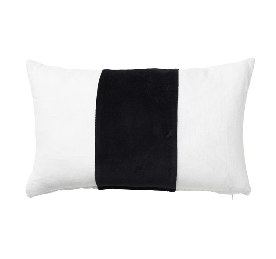 Linen Velvet Stripe 30x50cm Filled Cushion White