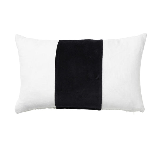 Linen Velvet Stripe 30x50cm Filled Cushion White