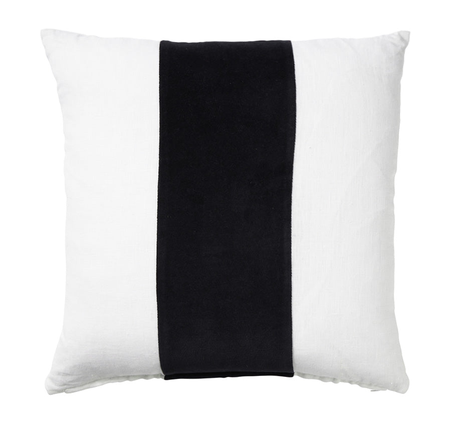 Linen Velvet Stripe 50x50cm Filled Cushion White