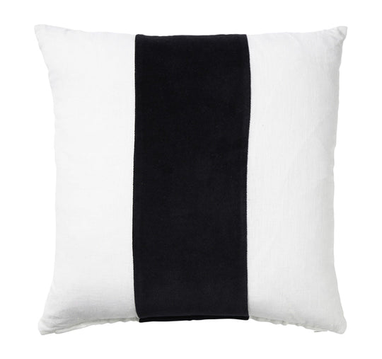 Linen Velvet Stripe 50x50cm Filled Cushion White