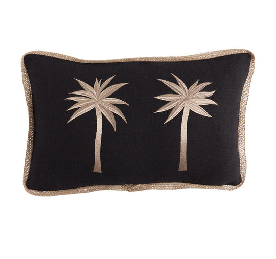 Marigold Palm 30x50cm Filled Cushion Black